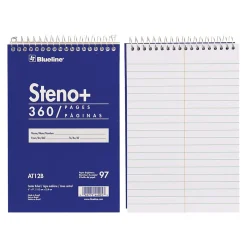 Blueline Steno+ Pad, 6" x 9", Pitman-Ruled, Blue, 180 Sheets/Pad (AT12B)