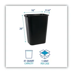 Boardwalk 10.25 gal. Plastic Trash Can without Lid, Black (UNS 41QTWB BLA)