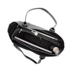 Bond Street Black Vegan Leather Tote Bag, Medium (LBG5054BS-BLACK)