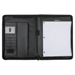 Bond Street Faux Leather Padfolio with Zipper Closure, Gray (WRC1503BS-GREY)