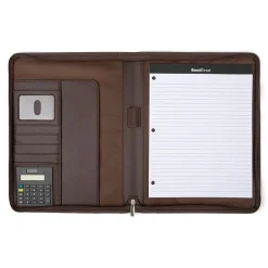 Bond Street Faux Leather Padfolio with Zipper Closure, Brown (WRC5043BS-BROWN)