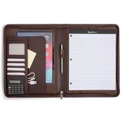Bond Street Faux Leather Padfolio with Zipper Closure, Brown (WRC5043BS-BROWN)