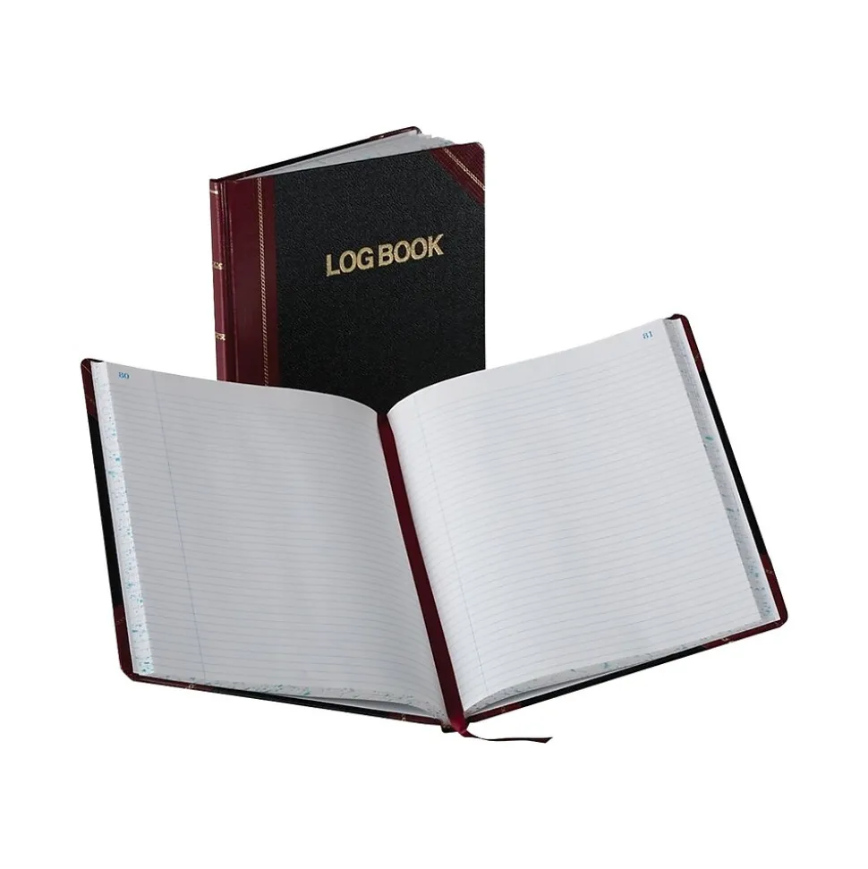 Boorum & Pease Log Record Book, 8.13"W x 10.38"H, Black, 75 Sheets/Book (G21-150-R)