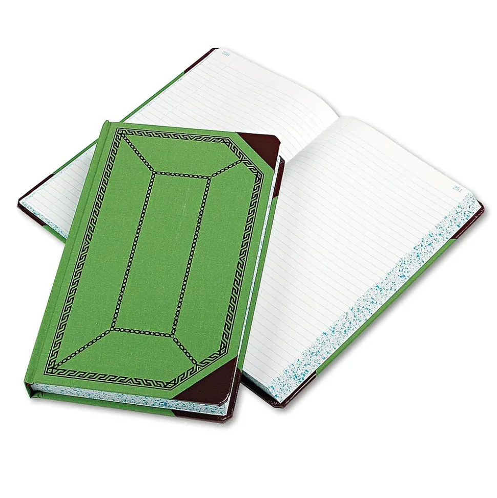 Boorum & Pease Record Book, 7 5/8" x 12 1/2", Green/Red, 250 Sheets/Book (67 1/8-500-R)