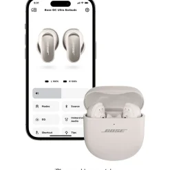 Bose QuietComfort Ultra True Wireless Noise Cancelling In-Ear Earbuds, White Smoke (882826-0020)