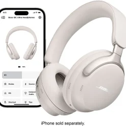 Bose QuietComfort Ultra Wireless Noise Cancelling Over-the-Ear Headphones, White Smoke (880066-0200)