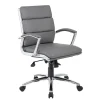 BOSS® Caresoft Plus Executive Series Mid Back Executive Chair with Metal Chrome Finish, Grey (B9476-GY)
