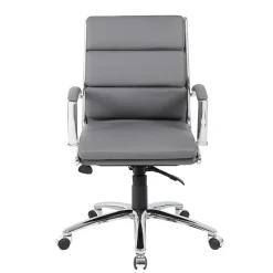 BOSS® Caresoft Plus Executive Series Mid Back Executive Chair with Metal Chrome Finish, Grey (B9476-GY)