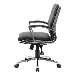 Boss CaresoftPlus Executive Series High Back Executive Chair with Metal Chrome Finish, Black (B9476-BK)