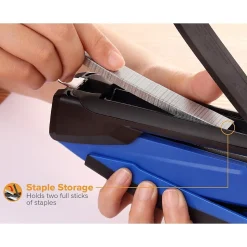 Bostitch InPower Spring-Powered Desktop Stapler, 20-Sheet, Blue/Black (1122)