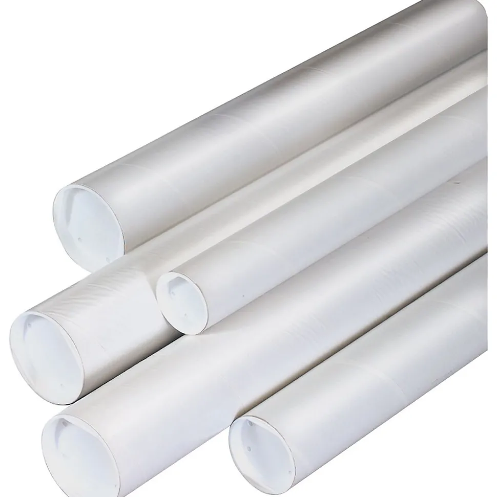 Box Partners White Mailing Tubes, 2-1/2" x 24", 34/Case