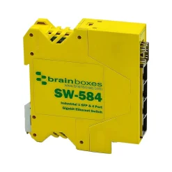 Brainboxes Industrial 4-Port Gigabit Ethernet Unmanaged Switch, Yellow (SW-584)