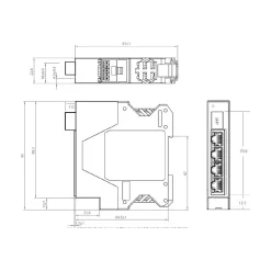 Brainboxes Industrial 4-Port Gigabit Ethernet Unmanaged Switch, Yellow (SW-584)