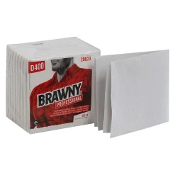 Brawny Professional D400 Durable Fibers Cleaning Wipers, 12.5" x 13", White, 18/Carton (20023)