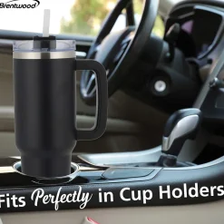 Brentwood Geojug Stainless Steel Double Walled Tumbler Cup, 40 oz., Black (CMB-1200BK)