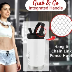 Brentwood Geojug Stainless Steel Double Walled Sports Water Jug, 40 oz., Cream (G-1200CRM)