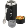 Brentwood Geojug Stainless Steel Double Walled Food Jar with Bowl & Folding Spoon, 17 oz., Black (FTS-500BK)