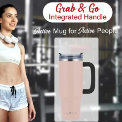 Brentwood Geojug Stainless Steel Double Walled Tumbler Cup, 40 oz., Pink (CMB-1200PK)