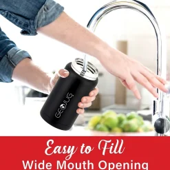 Brentwood Geojug Stainless Steel Double Walled Food Jar with Bowl & Folding Spoon, 25 oz., Black (FTS-750BK)