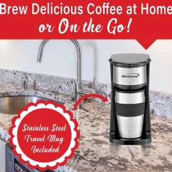 Brentwood Portable Single-Serve Coffee Maker with 14-Oz. Travel Mug, Black (TS-113BK)