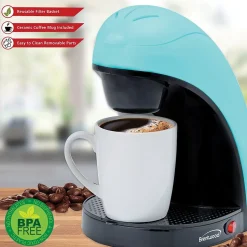 Brentwood Single-Serve Coffee Maker with Mug, Blue (TS-112BL)