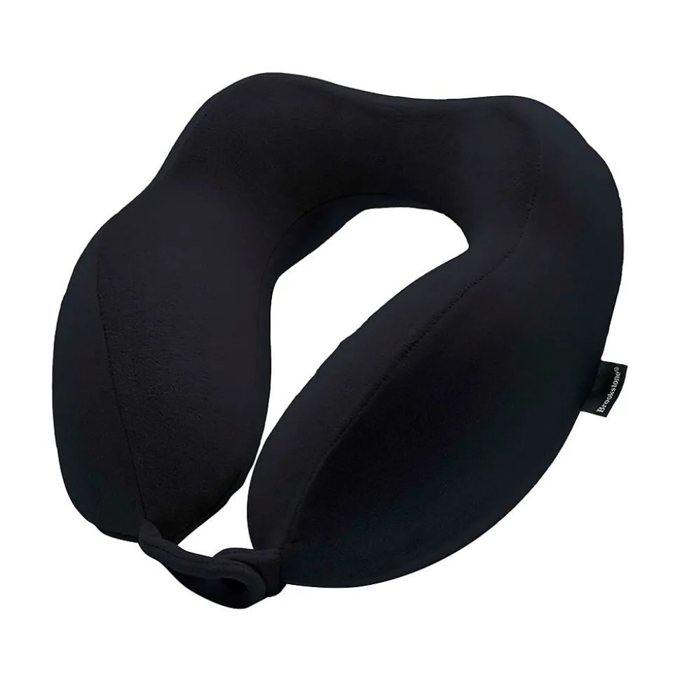 Brookstone Memory Foam Fabric Travel Pillow, Black (BNPM0001)