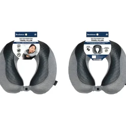 Brookstone Memory Foam Fabric Travel Pillow, Gray/Black (BNPM0007)