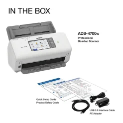 Brother ADS-4700W Duplex Document Scanner, White/Black