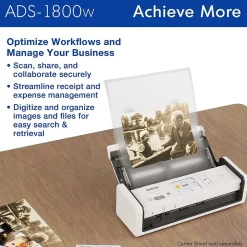 Brother ADS-1800W Wireless Compact Desktop Document Scanner