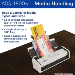 Brother ADS-1800W Wireless Compact Desktop Document Scanner