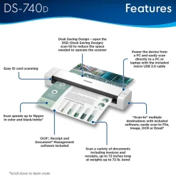 Brother DSmobile DS-740D Duplex Portable Scanner White