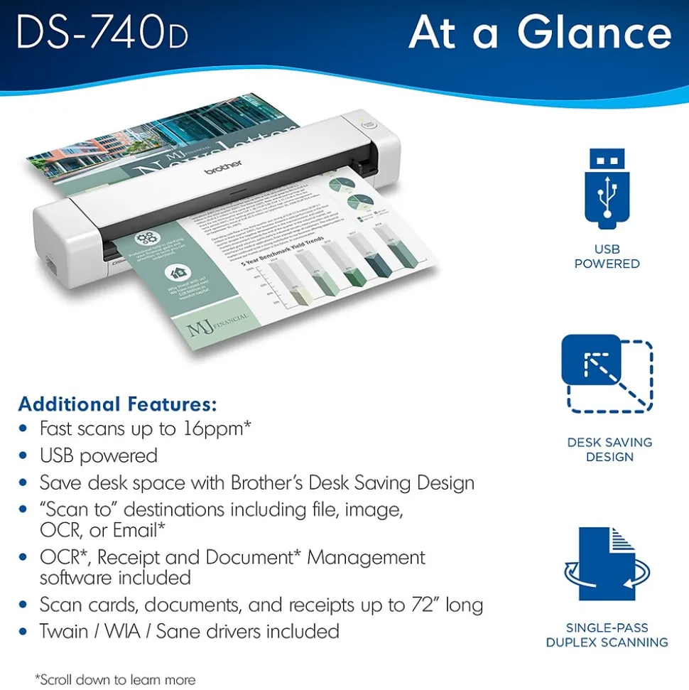 Brother DSmobile DS-740D Duplex Portable Scanner White