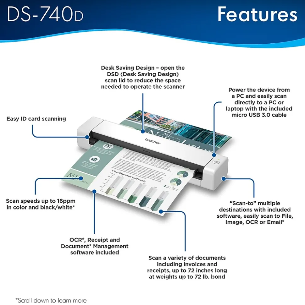 Brother DSmobile DS-740D Duplex Portable Scanner White