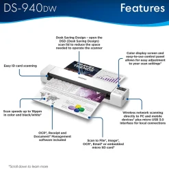 Brother DSmobile DS-940DW USB/Wireless Duplex Portable Scanner White