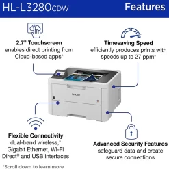 Brother HL-L3280CDW Wireless Color Laser Printer, Single-Function, Print (HLL3280CDW)