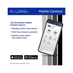 Brother HL-L2405W Compact Wireless Black & White Laser Printer, Single-Function, Print, Refresh Subscription Ready