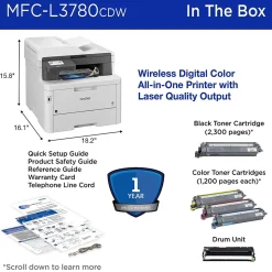 Brother MFC-L3780CDW Wireless Color Laser Printer, All-In-One, Print, Scan, Copy, Fax (MFCL3780CDW)