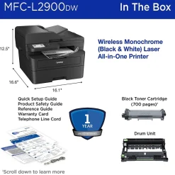 Brother MFC-L2900DW New Laser Printer, All-In-One, Print, Scan, Copy, Fax