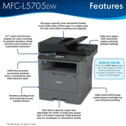 Brother MFC-L5705DW Wireless Black & White Laser Printer, All-In-One, Print, Scan, Copy, Fax (MFCL5705DW)