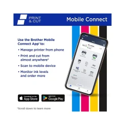 Brother Print & Cut MFC-J1800DW Wireless Color Inkjet Printer, All-In-One, Print, Scan, Copy, Fax