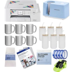 Brother Sublimation Printer and Craft Express Mug Heat Press Bundle, 6 Mugs & 6 Glasses(SUBDRNKS-STP)
