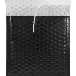 Bubble Padded Mailers with Peel and Seal Closure, CD Size, 6 x 6.5, Black Metallic, 12/Pack (2744430)