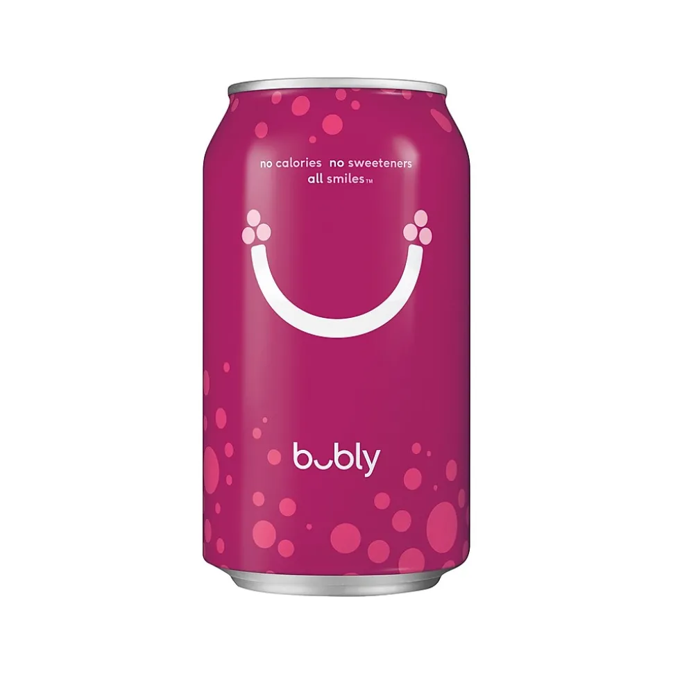 Bubly Raspberry Flavored Sparkling Seltzer Water, 12 Fl. Oz., 8 Cans/Pack, 3 Packs/Carton (18117)