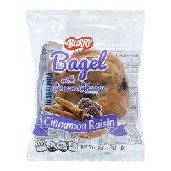 Burry Individually Wrapped Cinnamon Raisin Bagel w/ Cream Cheese, 4.6 Oz, 6/Box (307-00371)