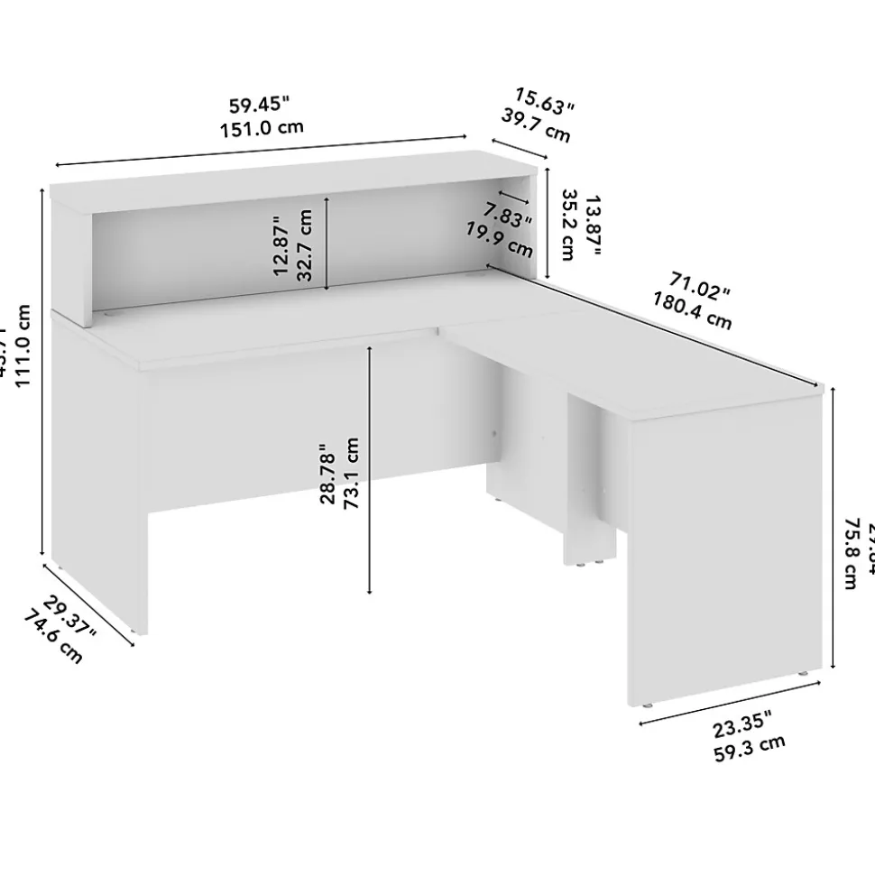 Bush Business Furniture Arrive 60"W L Shaped Reception Desk with Shelf, Mocha Cherry (ARV003MR)
