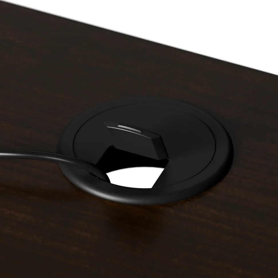 Bush Business Furniture Arrive 60"W L Shaped Reception Desk with Shelf, Mocha Cherry (ARV003MR)