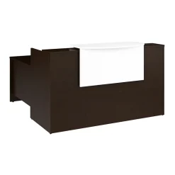 Bush Business Furniture Arrive 72"W L Shaped Reception Desk with Counter, Mocha Cherry (ARV009MR)