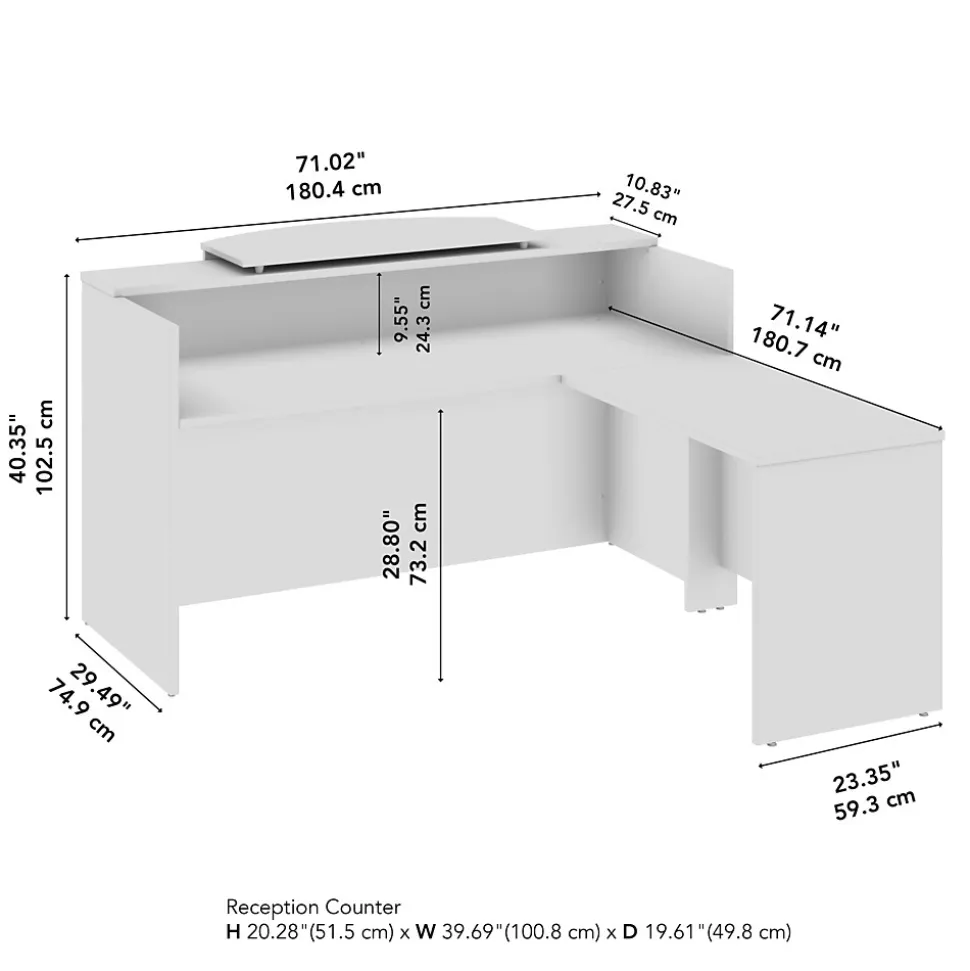 Bush Business Furniture Arrive 72"W L Shaped Reception Desk with Counter, Mocha Cherry (ARV009MR)