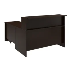 Bush Business Furniture Arrive 60"W L Shaped Reception Desk with Shelf and Mobile File Cabinet, Mocha Cherry (ARV004MR)
