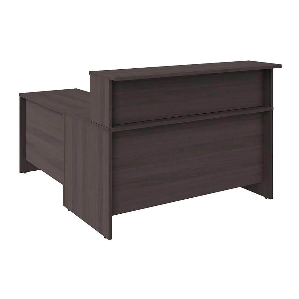 Bush Business Furniture Arrive 60"W L Shaped Reception Desk with Shelf, Storm Gray (ARV003SG)